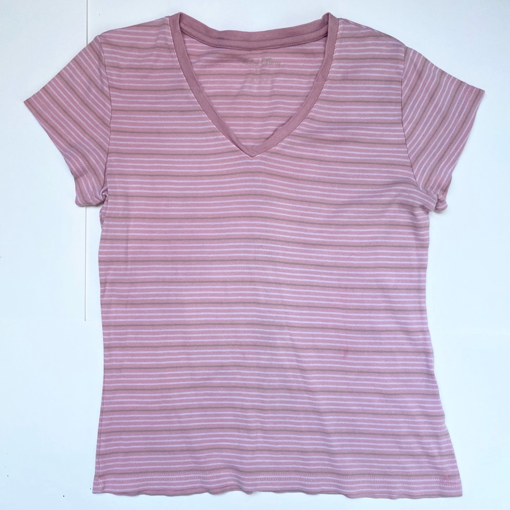 Striped Pink V-Neck Women's Top